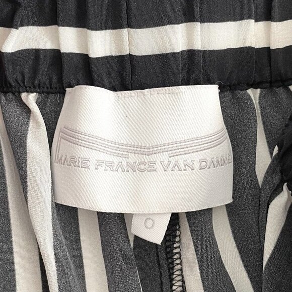 Marie France Van Damme Black / White Stripe Silk Crepe de Chine Flare Pants Sz 0 - Picture 8 of 10